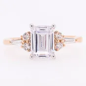 14K Two-Tone Gold Emerald Cut Diamond Ring Setting | 0.25 CTW
