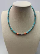 4mm Sterling Pearls, Variscite Turquoise and Spiny Oyster - The Vibrant Choker