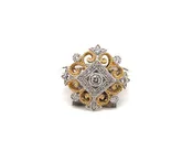 14K T/T Diamond And Italian Pattern Custom Fashion Ring