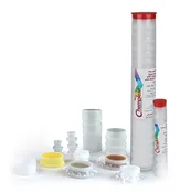 10P-3016: PreAssembled SpectroSulfur® Sample Cups, Single Open End with vent hole; 0.94" (23.9mm) X 0.780" (19.8mm) Max O.D. X 0.73 (18.4mm) O.D. X 0.76" (19.4mm) High with with 6.0µm Mylar® 10/Tube; For Mesa 7220 and Sindie