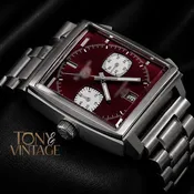 Calibre 11 Chronograph Silver Stainless Steel Watch with Red Dial