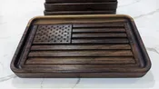 American Flag Catchall Tray – Solid Black Walnut Patriotic Organizer