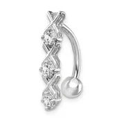 10k White Gold CZ Xoxo Belly Dangle