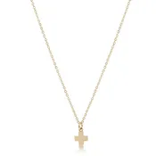 16" Gold Necklace Signature Cross Small Gold Charm