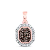 10k ROSE GOLD 1/4CTW DIAMOND NK OCTAGON COGNAC NATURAL PENDANT