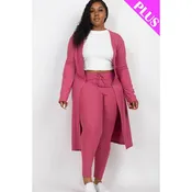 Plus Size Long Sleeve Cardigan & Pants Set