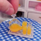 1:12 Scale Dollhouse Miniature Juice Pitcher and Glasses Set | Miniature Kitchen Tableware Accessories