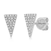 0.12ct 14k White Gold Diamond Pave Triangle Earring