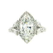 14K Gold White Halo Lab Grown Marquise Diamond Engagement Ring - Lab-Grown 3.02 CTW Diamond
