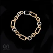 14K TWO TONE OPEN LINK DIAMOND BRACELET