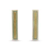 1870 Collection 14K Yellow Gold Blue Enamel Bar Earrings