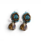 Azure Blue Button Earring with Labradorite Drop by Ziio