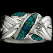 6 BAND PUZZLE RING WITH TURQUOISE