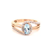 10K RG AQUA WHITE TOPAZ RING