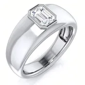 0.50 Ct. Men's Diamond Ring Bezel Set Emerald Cut F Color VVS2 GIA Certified