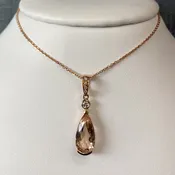 14kr, Morganite and Diamond Pendant