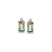 1.00 ct. t.w. Watermelon Tourmaline Earrings with Lab-Grown Diamonds in 10kt Yellow Gold