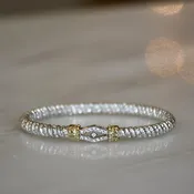 14ky/Sterling Silver Closed Bangle Bracelet