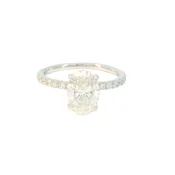 14kt White Gold Engagement Ring W/ Oval Lab-Grown Diamond Center & Round Lab-Grown Diamond Accents