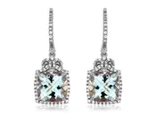 DIAMOND AND AQUAMARINE WHITE GOLD EARRINGS