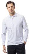 MEN'S SOLAIR COOL LONG SLEEVE POLO. WHITE BLACK. STRIPE. 900841S