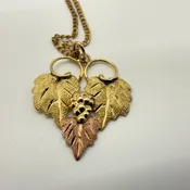 Landstrom's Black Hills Gold Grape Leaf Pendant, 18 in Chain