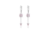 Arrow Pink Crystal White Gold Plated Girl's Leverback Earrings