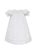 Anavini Bishop White Pique Smocked with Ecru