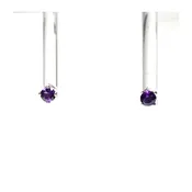 Amethyst African Purple Faceted Crystal Sterling Silver Stud Earrings