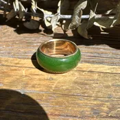 14k Vintage Jade Ring Size 7 (9.5mm wide)
