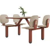 Modern Industrial Canteen Brick Red Table Set | Restaurant Furniture
