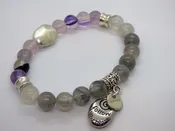Fluorite and Cloud Quartz Single Bracelet