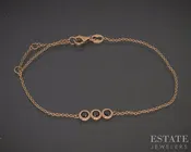 10k Rose Gold Natural Black Diamond Link Ladies Bracelet 1.7g p26747
