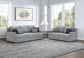 2Pc Sofa-Love Light Gray Chenille Fabric Stationary
