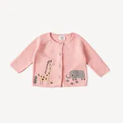 Animal Safari Embroidered Baby Cardigan Sweater (Organic) and knit pants set
