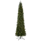10 ft. Pre-Lit Kingswood Fir Pencil Slim Tree with Clear Lights, Plug-In