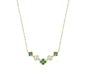 14k Gold Emerald Diamond Cascading Clover Necklace