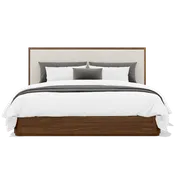 Mateo Low-Profile Boucle Solid Wood Bed