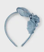 10608 Mayoral Mini Girls Velvet, Satin & Rhinestone Headband Bluebell