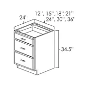 ASP-DB15 - Aspen White - 15" Three Drawer Base