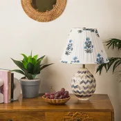 Azure Blossom White Floral Cotton Lampshade