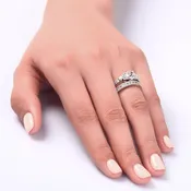 Art Deco 2-in-1 Solid Sterling Silver Ring Set