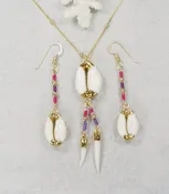 Cowry Shell Necklace and Earrings Matched Set