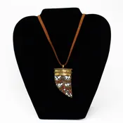 #33006 Bronze Pendant Necklace With Mother Pearl &amp; Coral Accents