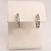 14KRG Sky Blue Topaz Huggie Earrings