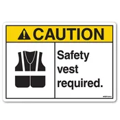 Caution: Safety Vest Required Safety Label – ANSI Style