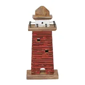 10.2 Inch Red Wooden Lighthouse Decor