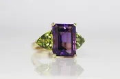 Amethyst and Peridot Ring | Yellow Gold