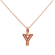 0.03ct Pink Diamond Round 14K Rose Gold Necklace Length 18