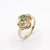 Emerald and Diamond 14k Ring size 6.25 — Gallery of Gems & Minerals